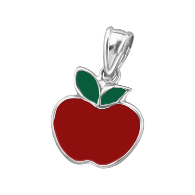 Children's Silver Apple Pendant with Epoxy