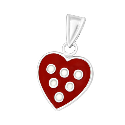 Children's Silver Heart Pendant with Epoxy