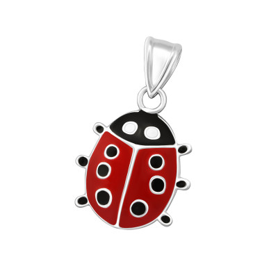 Children's Silver Ladybug Pendant with Epoxy