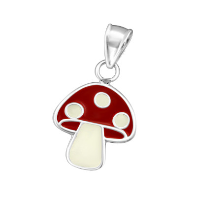 Children's Silver Mushroom Pendant with Epoxy