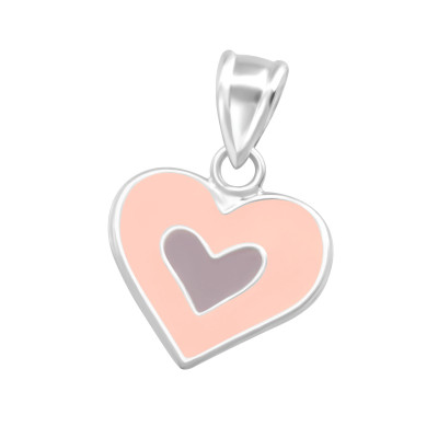 Children's Silver Heart Pendant with Epoxy