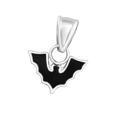 Children's Silver Bat Pendant with Epoxy