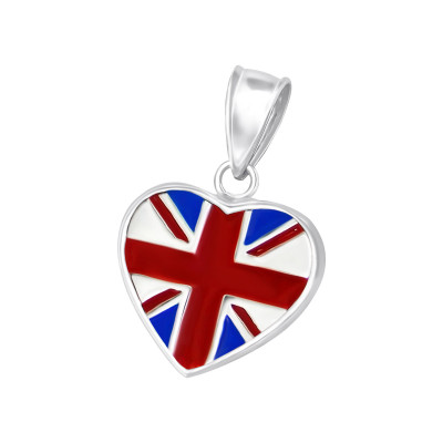 Children's Silver Uk Heart Pendant with Epoxy