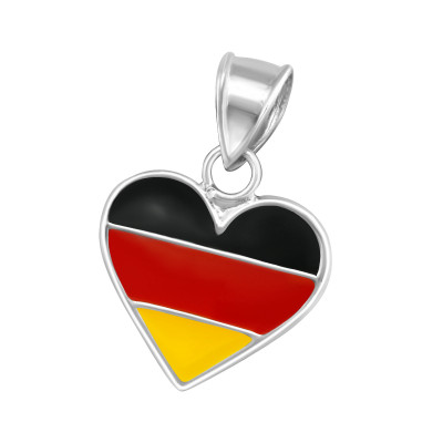 Children's Silver German Flag Pendant with Epoxy