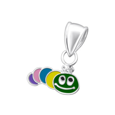 Worm Children's Sterling Silver Pendant with Epoxy