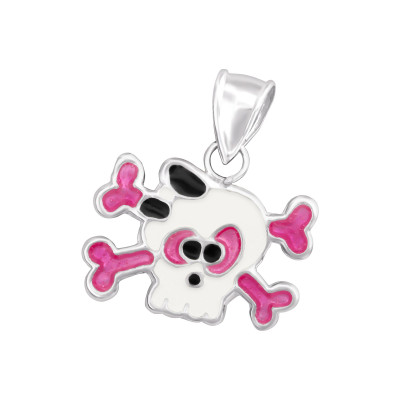 Children's Silver Skull Pendant with Epoxy