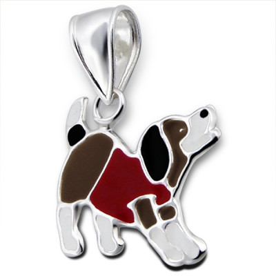 Dog Children's Sterling Silver Pendant with Epoxy