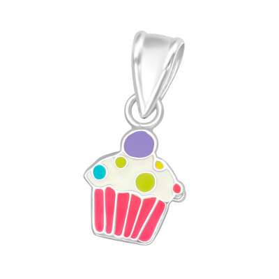 Children's Silver Cupcake Pendant