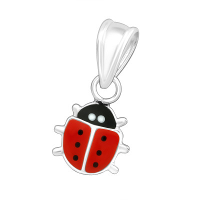 Children's Silver Ladybug Pendant with Epoxy