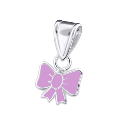 Children's Silver Bow Pendant with Epoxy