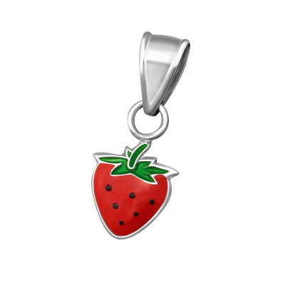 Strawberry Children's Sterling Silver Pendant with Epoxy
