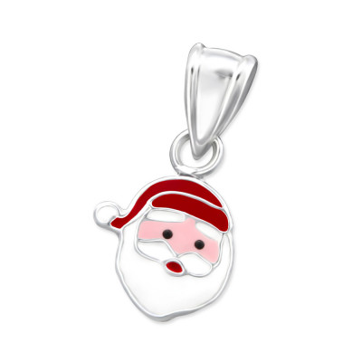 Children's Silver Santa Clause Pendant with Epoxy