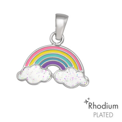 Children's Silver Rainbow Pendant with Epoxy