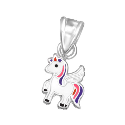Children's Silver Unicorn Pendant with Epoxy