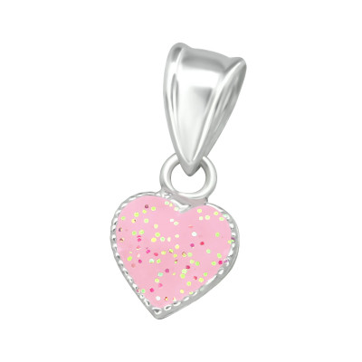 Children's Silver Heart Pendant with Epoxy