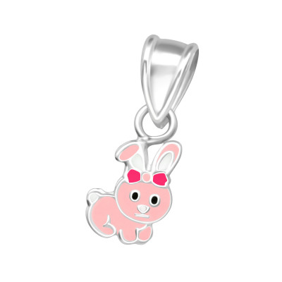 Children's Silver Rabbit Pendant with Epoxy