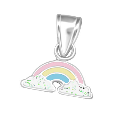 Children's Silver Rainbow Pendant with Epoxy