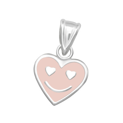 Children's Silver Heart Pendant with Epoxy