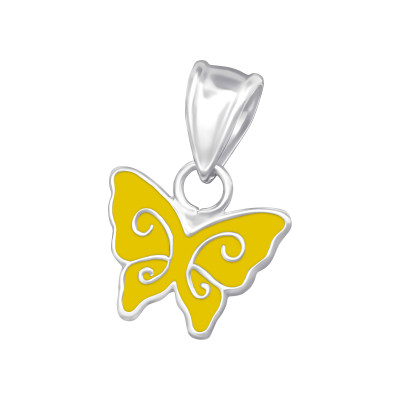 Children's Silver Butterfly Pendant with Epoxy