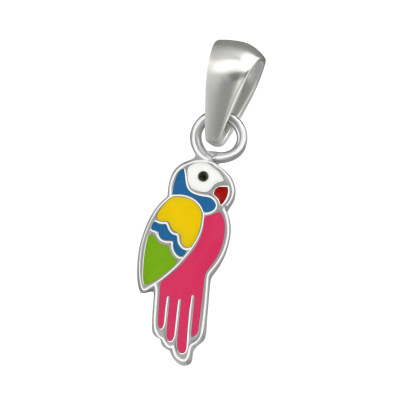 Parrot Children's Sterling Silver Pendant with Epoxy