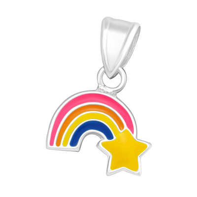 Children's Silver Rainbow Pendant with Epoxy