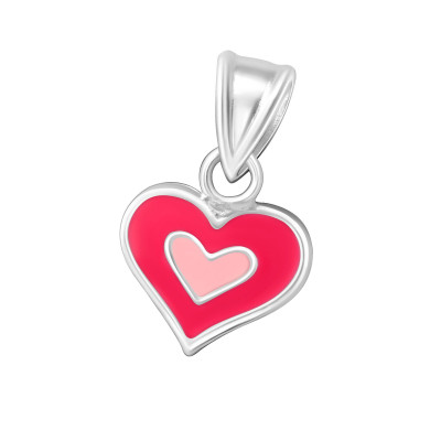 Children's Silver Heart Pendant with Epoxy