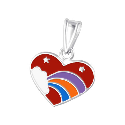 Children's Silver Heart Pendant with Epoxy