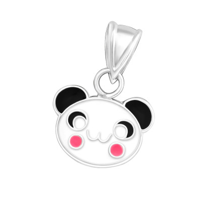 Children's Silver Panda Pendant with Epoxy