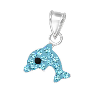 Children's Silver Dolphin Pendant with Crystal