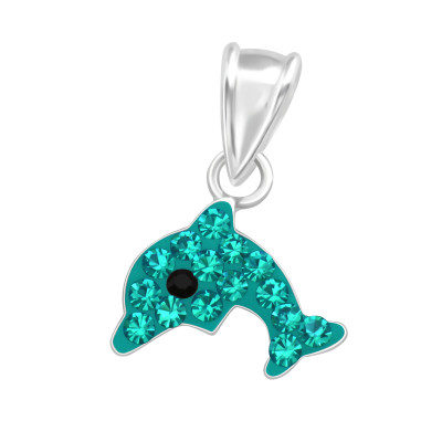 Dolphin Children's Sterling Silver Pendant with Crystal