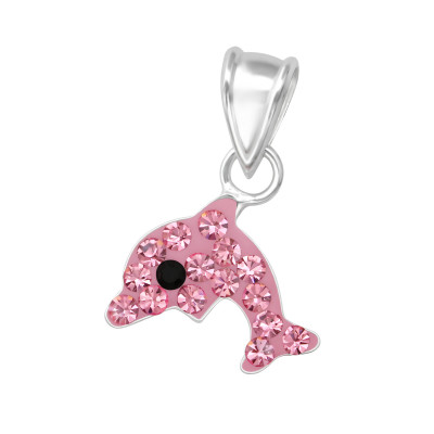 Dolphin Children's Sterling Silver Pendant with Crystal