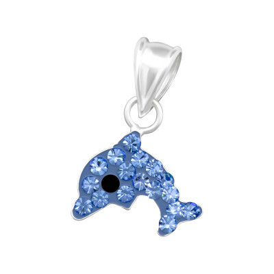 Children's Silver Dolphin Pendant with Crystal