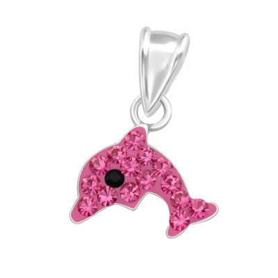 Dolphin Children's Sterling Silver Pendant with Crystal