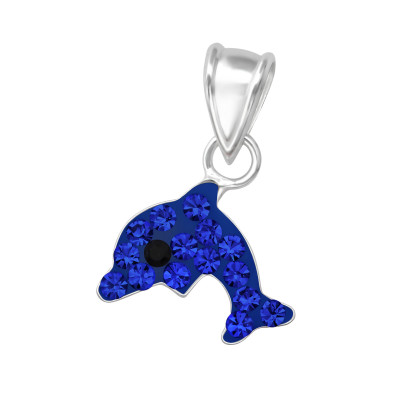 Children's Silver Dolphin Pendant with Crystal