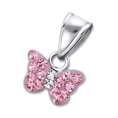 Butterfly Children's Sterling Silver Pendant with Crystal