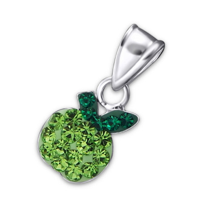 Apple Children's Sterling Silver Pendant with Crystal