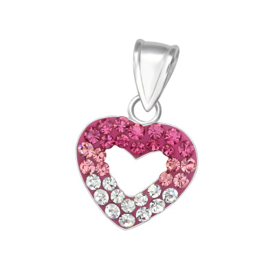 Children's Silver Heart Pendant with Crystal
