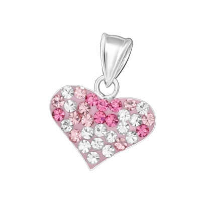 Children's Silver Heart Pendant with Crystal