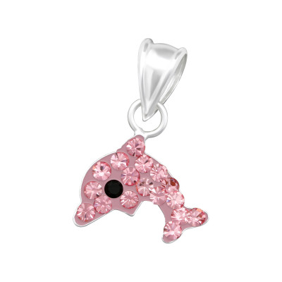 Dolphin Children's Sterling Silver Pendant with Crystal