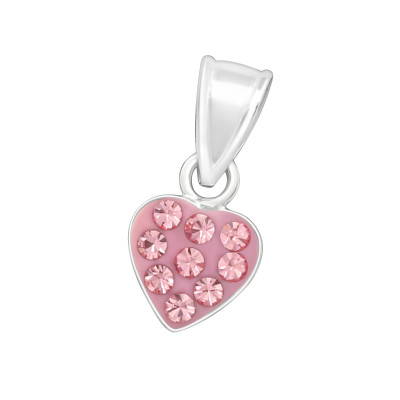 Children's Silver Heart Pendant with Crystal