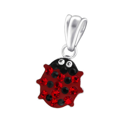 Lady Bug Children's Sterling Silver Pendant with Crystal