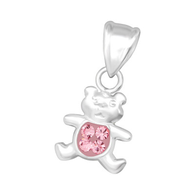 Bear Children's Sterling Silver Pendant with Crystal