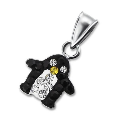 Penguin Children's Sterling Silver Pendant with Crystal