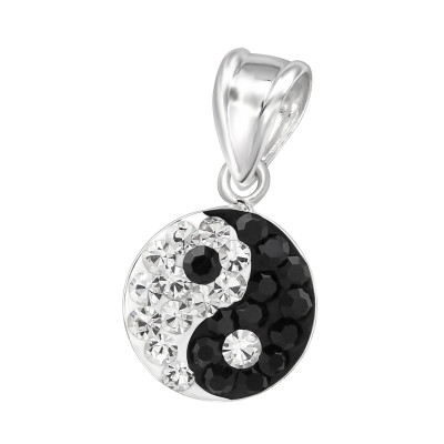 Children's Silver Yin-Yang Pendant with Crystal