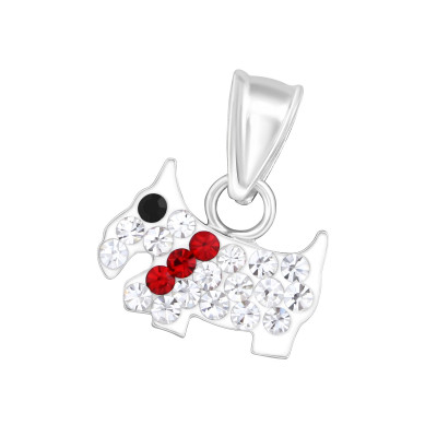 Children's Silver Dog Pendant with Crystal