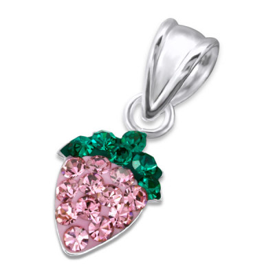 Strawberry Children's Sterling Silver Pendant with Crystal