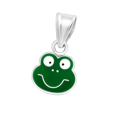 Children's Silver Frog Pendant with Epoxy