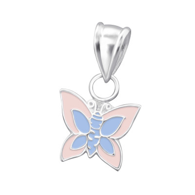 Children's Silver Butterfly Pendant with Epoxy