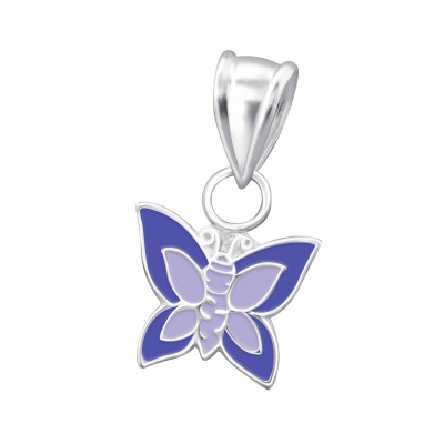 Children's Silver Butterfly Pendant with Epoxy