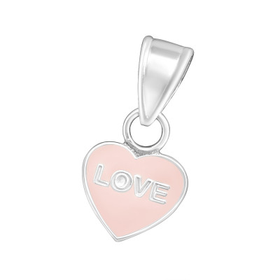 Children's Silver Heart Pendant with Epoxy